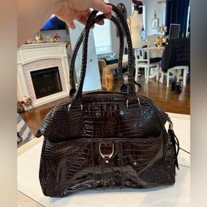 Cole Haan Dark Brown Crocodile-Embossed Shoulder Bag